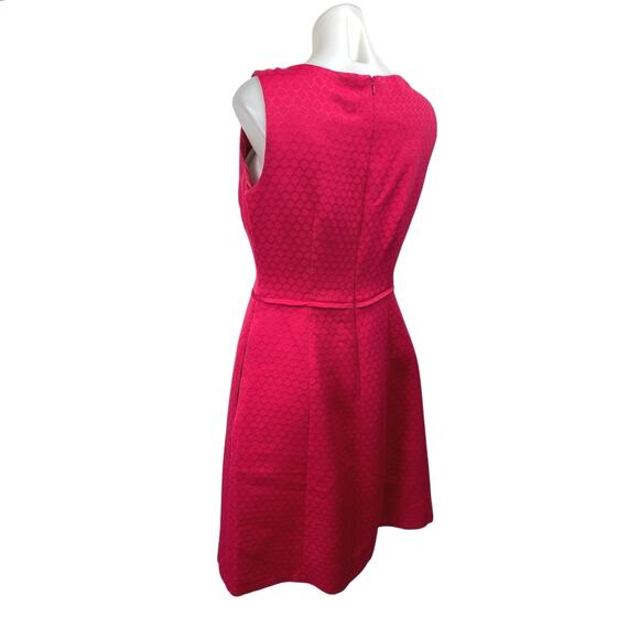 Arthur S. Levine Tahari Pink Red Sleeveless Pleated Zip Mini A-Line Dress Size 8 - Picture 2 of 5